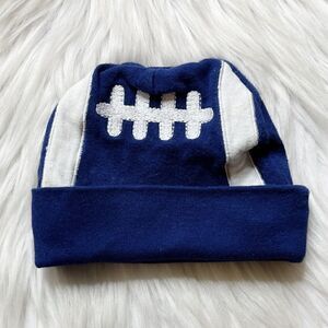 Lamaze Football Baby Beanie Blue and White Size 0-6 Months